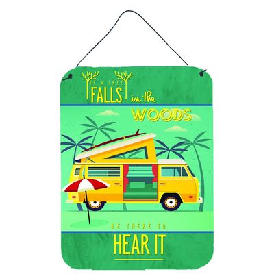 Caroline's Treasures BB5481DS1216 Be in The Woods Camper Van Wall or Door Hanging Prints Aluminum Metal Sign Kitchen Wall Bar Bathroom Plaque Home Decor Front Door Plaque, 12x16, Multicolor