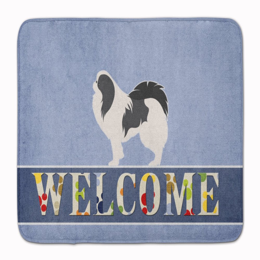 Caroline's Treasures BB5541RUG Japanese Chin Welcome Machine Washable Memory Foam Mat, Bathroom Rug, Non-Slip Bath Mat, Durable Thick Washable Rugs for Kitchen, Bathroom Quick Dry, Decorative Artwork,