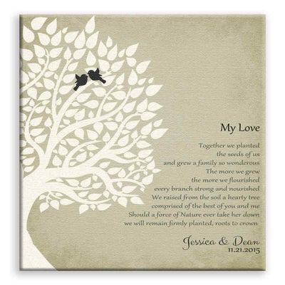 11x14 Mounted Canvas Art Print - Personalized Gift for Anniversary My Love Poem Our Tree 1st Paper Gift for Couple Family Wedding Poem Tree Gift - With Gift Wrapping LTC-C1134