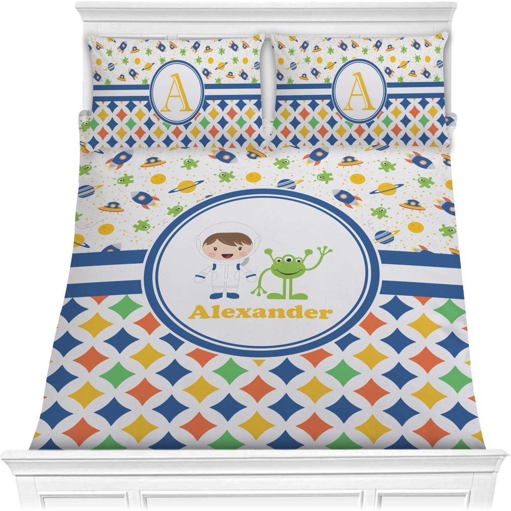 RNK Shops Personalized Boy's Space & Geometric Print Comforter Set - King