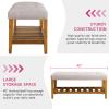 Acme Charla Fabric Upholstered Bench with Bottom Shelf in Light Gray and Oak view 4