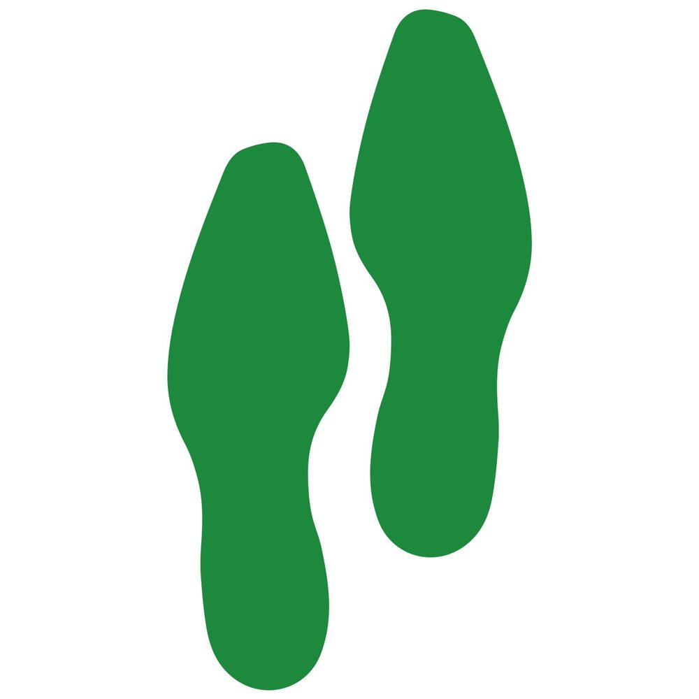 LiteMark 9 Inch Green Dress Shoe Print Decal Stickers with Matte Finish Removable Adhesive Ideal for Floors, Events, Homes, Stores, Parties - Set of 12 (6 Pairs)
