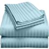 LaxLinen 100% Egyptian Cotton 4 PCs Bed Sheet Set (+24 Inch) Extra Deep Pocket Full Bed/Double Bed Size, Light Blue Stripe 600 Thread Count view 1