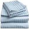 LaxLinen 100% Egyptian Cotton 4 PCs Bed Sheet Set (+24 Inch) Extra Deep Pocket Full Bed/Double Bed Size, Light Blue Stripe 600 Thread Count view 2