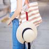 Elastic Scarf and Hat Clips Attacher with Extra Heavy Clips - Beige and White Striped view 3