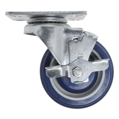 HUBERT Swivel Plate Caster Blue Polyurethane - 4"Dia, 4.125"L x 3.125"L Overall Plate Size