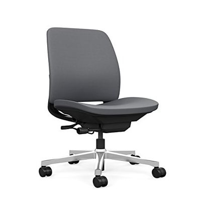 Steelcase Amia Task Chair: Black Frame/Polished Aluminum Base - Armless - Hard Floor Casters