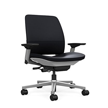 Steelcase Amia Task Chair: Platinum Frame/Base - 4 Way Adjustable Arms - Hard Floor Casters