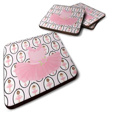 Caroline's Treasures BB5153FC Ballerina Pink Tutu Foam Coaster Set of 4 Set of 4 Cup Coasters for Indoor Outdoor, Tabletop Protection, Anti Slip, Mouse pad Material