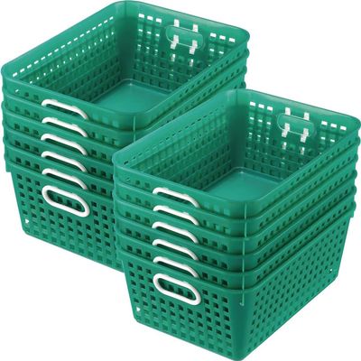 Really Good Stuff Large Plastic Book Baskets, 13.25" by 10" by 5.5" - 12 Pack, Green, Classroom Library Organizer, Toy Storage, Multi-Purpose Organizer Basket