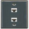 RiteAV 1 Gang 2 Port Cat5e Ethernet Wall Plate - Stainless Steel - Bracket Included view 1