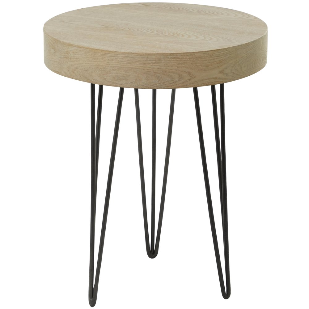 Deco 79 Wooden Side End Accent Table End Table with Black Metal Hairpin Legs, Side Table 20" x 20" x 24", Brown