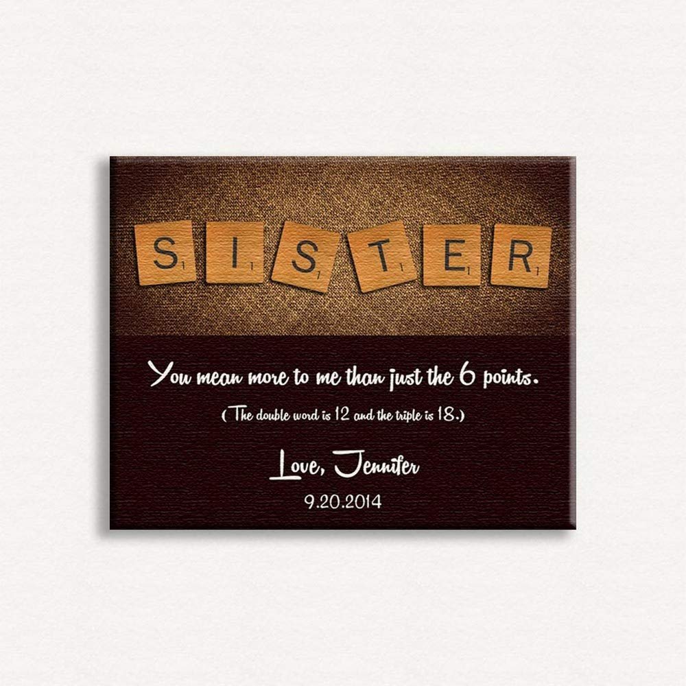 16X20 Custom Mounted Canvas Art Print Personalized Gift For Sister Letter Tiles Unique Gift From Sister or Brother For Birthday Christmas Just Because Custom Wedding Art