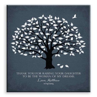 11x14 Mounted Canvas Art Print - Personalized Thank You Gift for Mother of Bride Woman of My Dreams Parents of Bride Gift Family Wedding Poem - With Gift Wrapping LTC-C1156