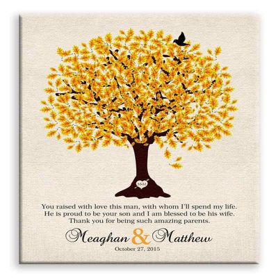 11x14 Mounted Canvas Art Print - Mother of Groom Personalized Thank You Gift for Parents of Groom Family Wedding Poem Tree Gift - With Gift Wrapping LTC-C1102
