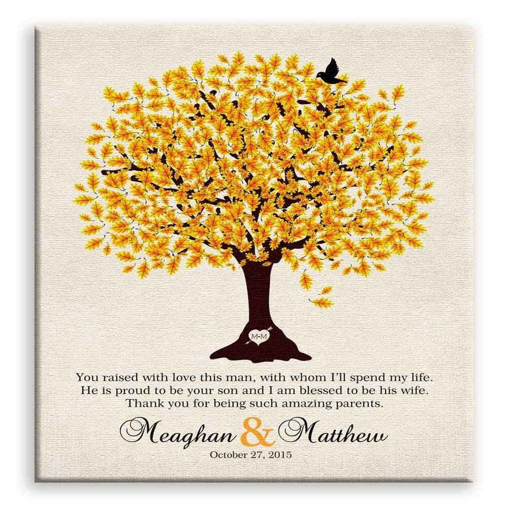 11x14 Mounted Canvas Art Print - Mother of Groom Personalized Thank You Gift for Parents of Groom Family Wedding Poem Tree Gift - With Gift Wrapping LTC-C1102
