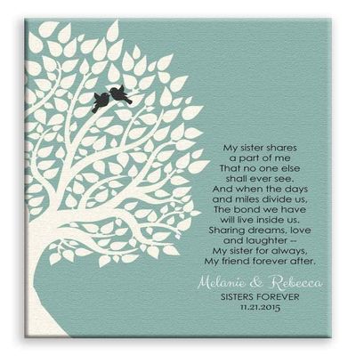 11x14 Mounted Canvas Art Print - Gift for Sister Family Tree Sister Shares A Part of Me Personalized Gift for Sister from Sisteror Sister-in_Law Wedding - With Gift Wrapping LTC-C1145