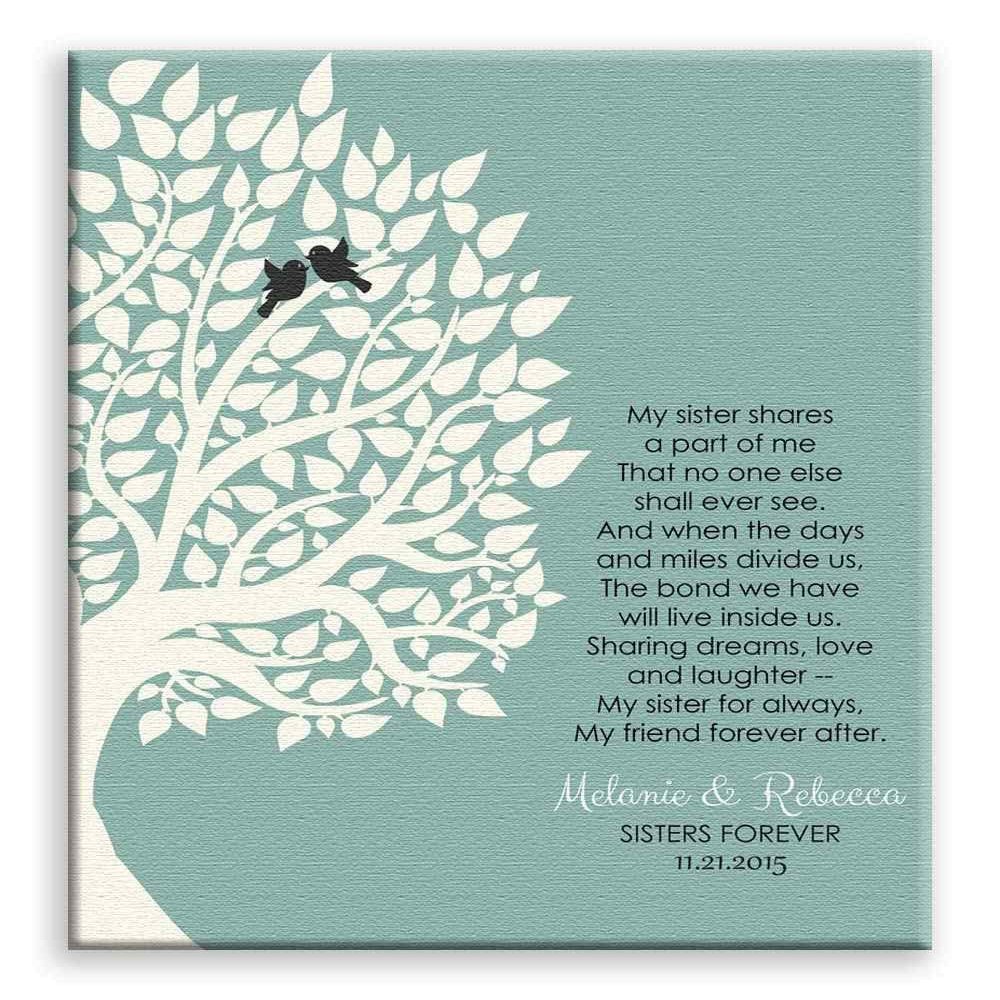 11x14 Mounted Canvas Art Print - Gift for Sister Family Tree Sister Shares A Part of Me Personalized Gift for Sister from Sisteror Sister-in_Law Wedding - With Gift Wrapping LTC-C1145
