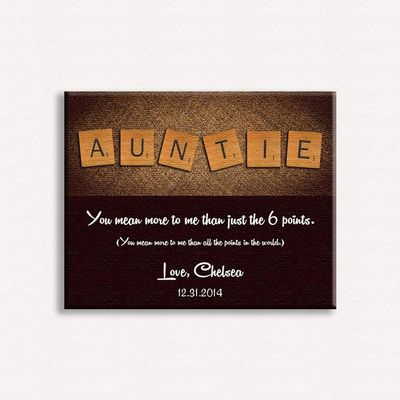 16X20 Custom Mounted Canvas Art Print Personalized Gift For Auntie Tile Letters Custom Art Gift From Niece Nephew Thank You Gift Birthday Custom Wedding Art