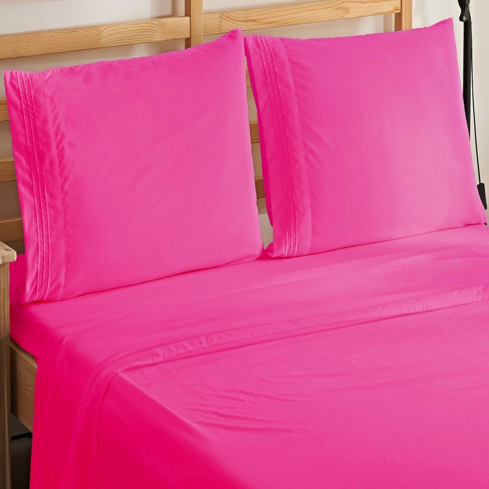Elegant Comfort 2-Piece Pillowcase Set! Luxury Soft 1500 Thread Count Egyptian Quality Wrinkle & Fade Resistant, King Size, Hot Pink