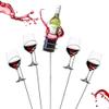Mind Reader Wine Glass and Bottle Stakes, Vacation Essentials, Beach, Wine Holder, Metal, 3.5"L x 3.5"W x 19"H, 5 Pcs, Silver view 1