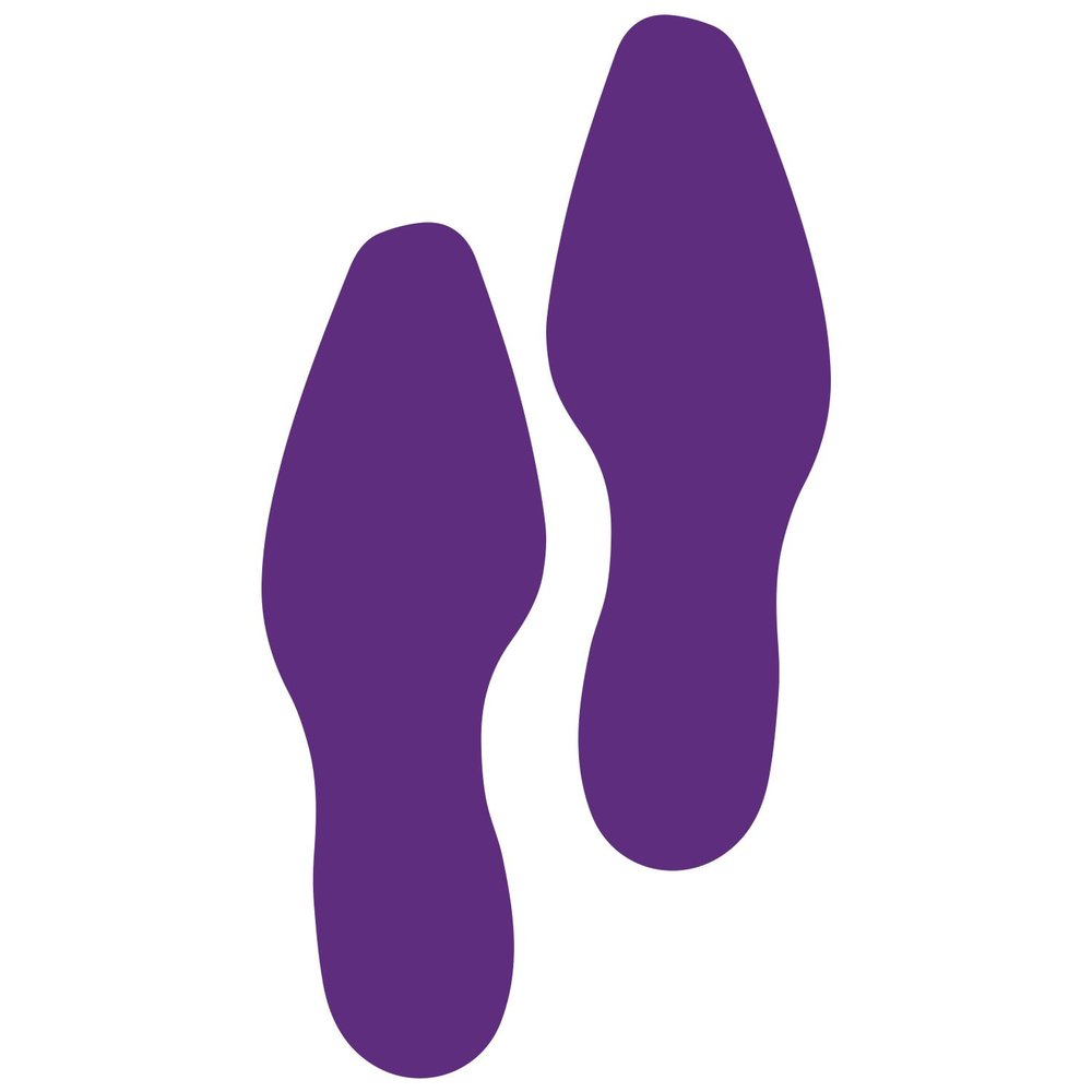 LiteMark 9 Inch Purple Dress Shoe Print Decal Stickers with Matte Finish Removable Adhesive Ideal for Floors, Events, Homes, Stores, Parties - Set of 12 (6 Pairs)