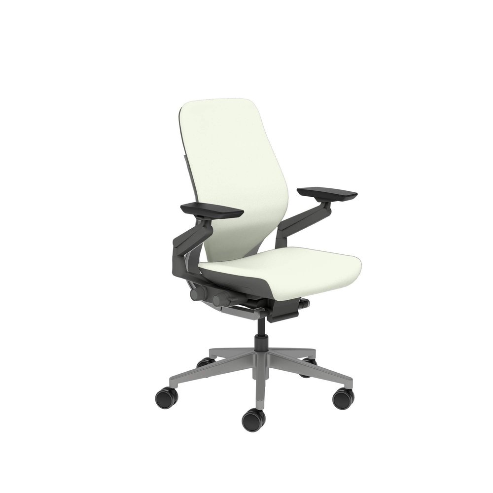 Steelcase Gesture Task Chair: Shell Back - Sterling Dark Solid Frame/Base/Merle Accent - Adjustable Lumbar Support - Roll Control Hard Floor Casters