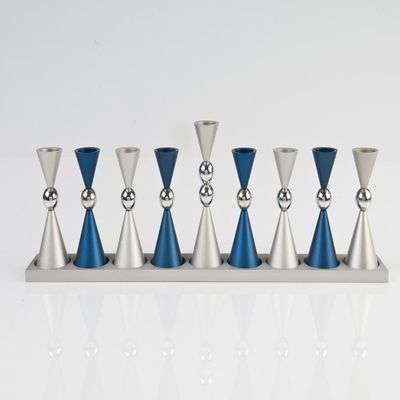 Agayof mini Ball Menorah-Blue/Silver