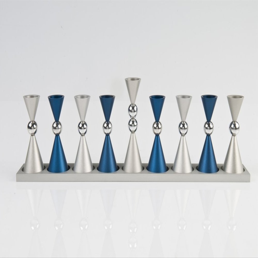 Agayof mini Ball Menorah-Blue/Silver