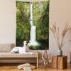 Ambesonne Jungle Tapestry, Falls Bridge Nature Waterfall Path Bare Life Trees Greenery Forest Scenery Image, Wall Hanging for Bedroom Living Room Dorm Decor, 40" X 60", Green view 2