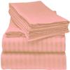 LaxLinen 100% Egyptian Cotton 4 PCs Bed Sheet Set (+24 Inch) Extra Deep Pocket Full Extra Long, Peach Stripe 600 Thread Count view 1