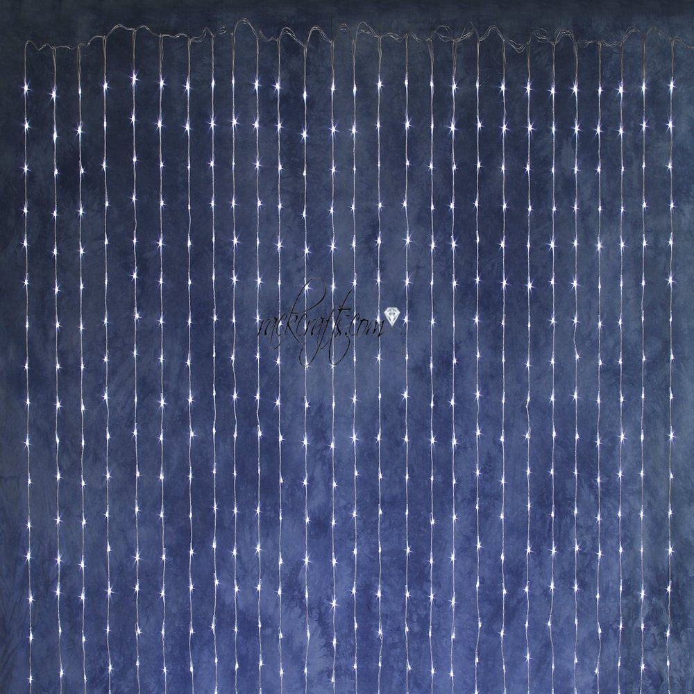 rackcrafts.com Jumbo Large LED Light Curtain Wall Hanging Cascading Photo Shoot Wedding Special Events (White)