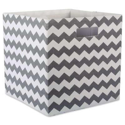 DII Collapsible Polyester Storage Cube, Chevron, Gray, Large