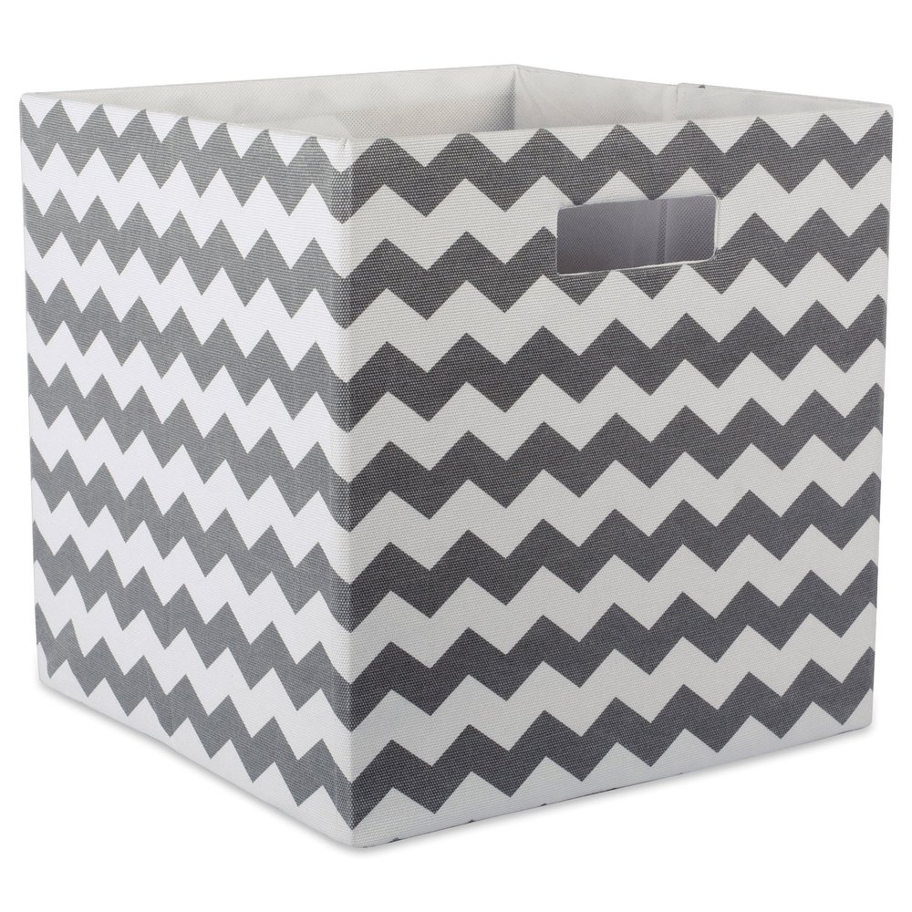 DII Collapsible Polyester Storage Cube, Chevron, Gray, Large