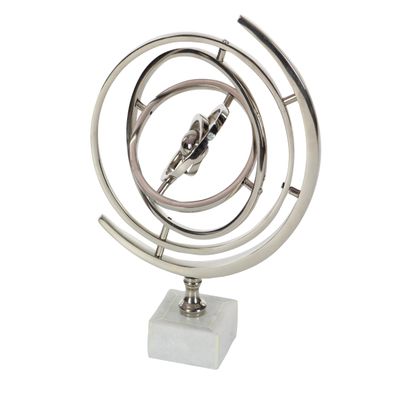 Deco 79 Aluminum Armillary Globe with Marble Base, 10" x 7" x 13", Silver