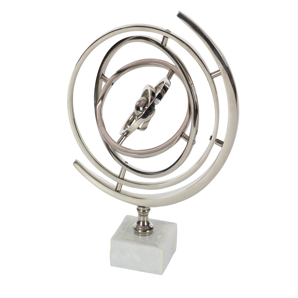 Deco 79 Aluminum Armillary Globe with Marble Base, 10" x 7" x 13", Silver