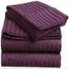 LaxLinen 100% Egyptian Cotton 4 PCs Bed Sheet Set (+24 Inch) Extra Deep Pocket Super/Olympic Queen, Wine Stripe 600 Thread Count view 2