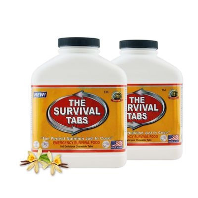 Rogue Emergency Survival Ration Gluten-Free, Non-GMO 25 Years Shelf Life (2 Bottle x 180 Tablets = 360 Tablets/Vanilla)
