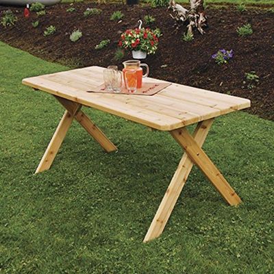 A & L Furniture Cross-Leg Table ONLY Without Hole, Linden Ivory Leaf Stain