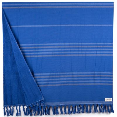Bersuse 100% Cotton Tripolis Terry Peshtemal Turkish Towel Bath Towel Beach Towel Lighweight Quickdry Absorbent - 35x67 Inches, Navy (Set of 6)