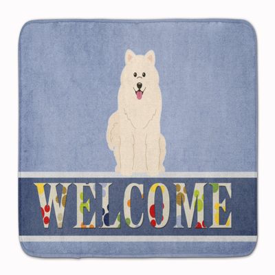 Caroline's Treasures BB5611RUG Samoyed Welcome Machine Washable Memory Foam Mat, Bathroom Rug, Non-Slip Bath Mat, Durable Thick Washable Rugs for Kitchen, Bathroom Quick Dry, Decorative Artwork,