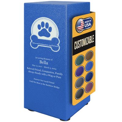 Amaranthine Urn Decorative Cremation Urns for Pets Ashes - Customizable Text, Color & Base, Metal Funeral Urns for Pet Ashes, Beloved Burial Memorial Keepsake, Made in USA - Dog Badge Urn Without Base