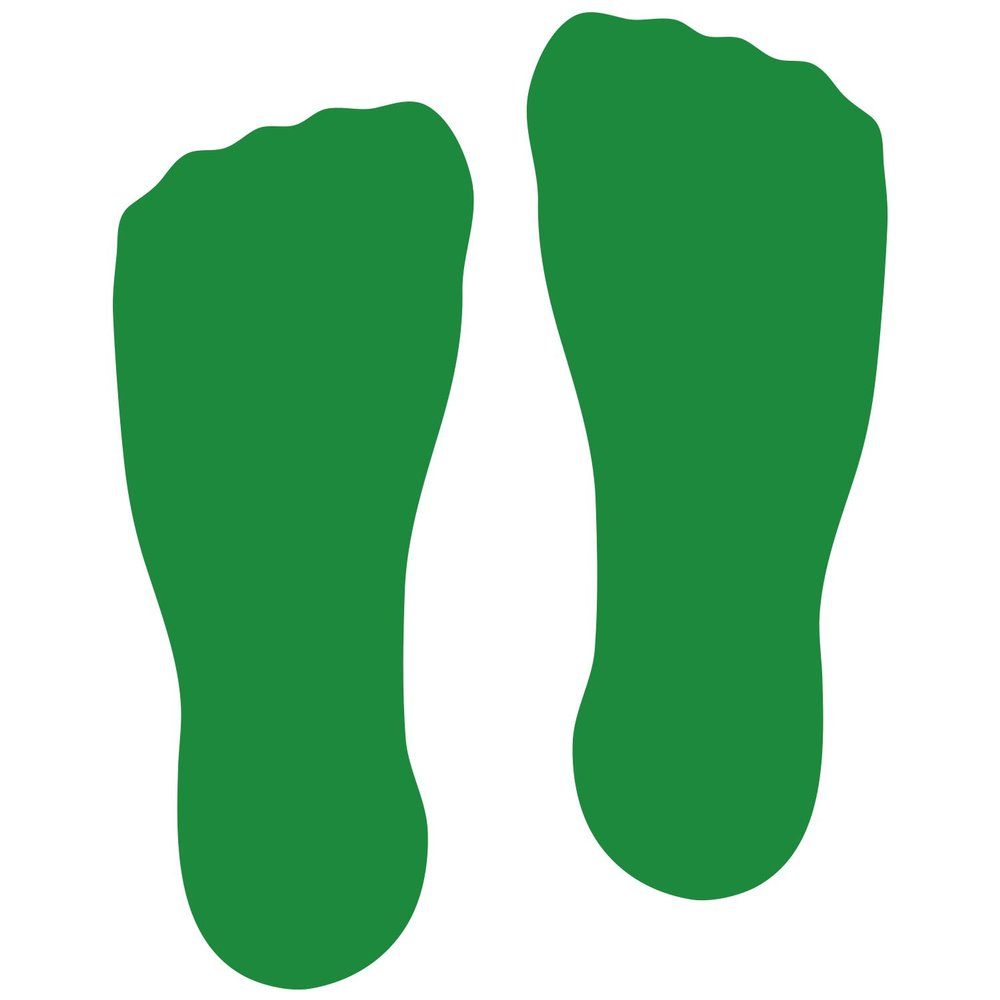 LiteMark 9 inch Green Sock Print Decal Stickers for Floors and Walls - Pack of 12
