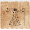 Ambesonne Human Anatomy Shower Curtain, Medieval Vitruvian Man Crosshatching Famous Italian Painting Renaissance Body Art, Cloth Fabric Bathroom Decor Set with Hooks, 69" W x 70" L, Sepia Brown Black view 2