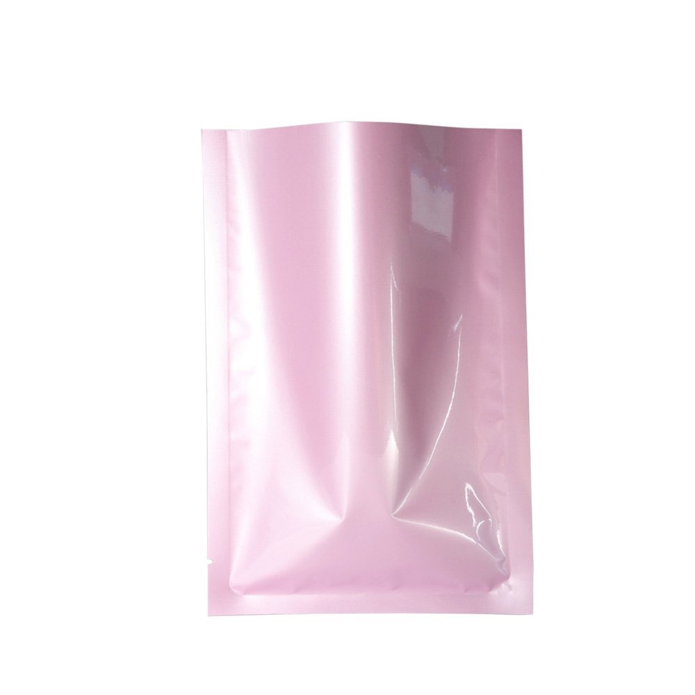 200PCS Glossy Light Pink Metallic Mylar Foil Open Top Sample Bags 10x15cm (3.9x5.9")