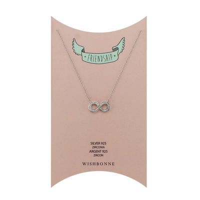 Wishbonne Show that your friendship is limitless with this glimmering cubic zirconia infinite necklace, hanging on chain, 16"-18", Silver