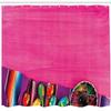 Ambesonne Mexican Shower Curtain, View of Folkloric Serape Blanket Charro and Music Instruments Cultural Elements, Cloth Fabric Bathroom Decor Set with Hooks, 69" W x 70" L, Fuchsia Purple view 2