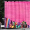Ambesonne Mexican Shower Curtain, View of Folkloric Serape Blanket Charro and Music Instruments Cultural Elements, Cloth Fabric Bathroom Decor Set with Hooks, 69" W x 70" L, Fuchsia Purple view 3