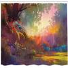 Ambesonne Fantasy Shower Curtain, Lake with Brush Effects Surreal Nature Elf Tranquil and Serene Art Print, Cloth Fabric Bathroom Decor Set with Hooks, 69" W x 70" L, Indigo Earth Yellow Multicolor view 2