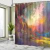 Ambesonne Fantasy Shower Curtain, Lake with Brush Effects Surreal Nature Elf Tranquil and Serene Art Print, Cloth Fabric Bathroom Decor Set with Hooks, 69" W x 70" L, Indigo Earth Yellow Multicolor view 4